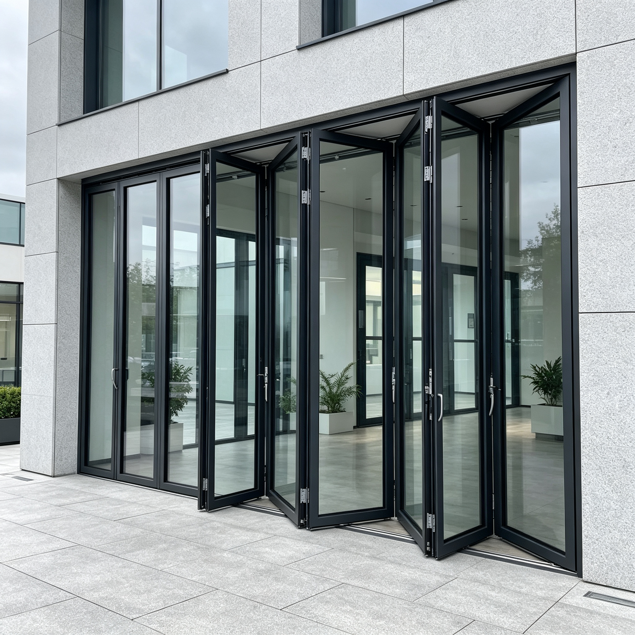 Factory Sale Energy Saving Bifold Aluminum Doors Hurricane Impact Double Glazed for Residential Courtyard