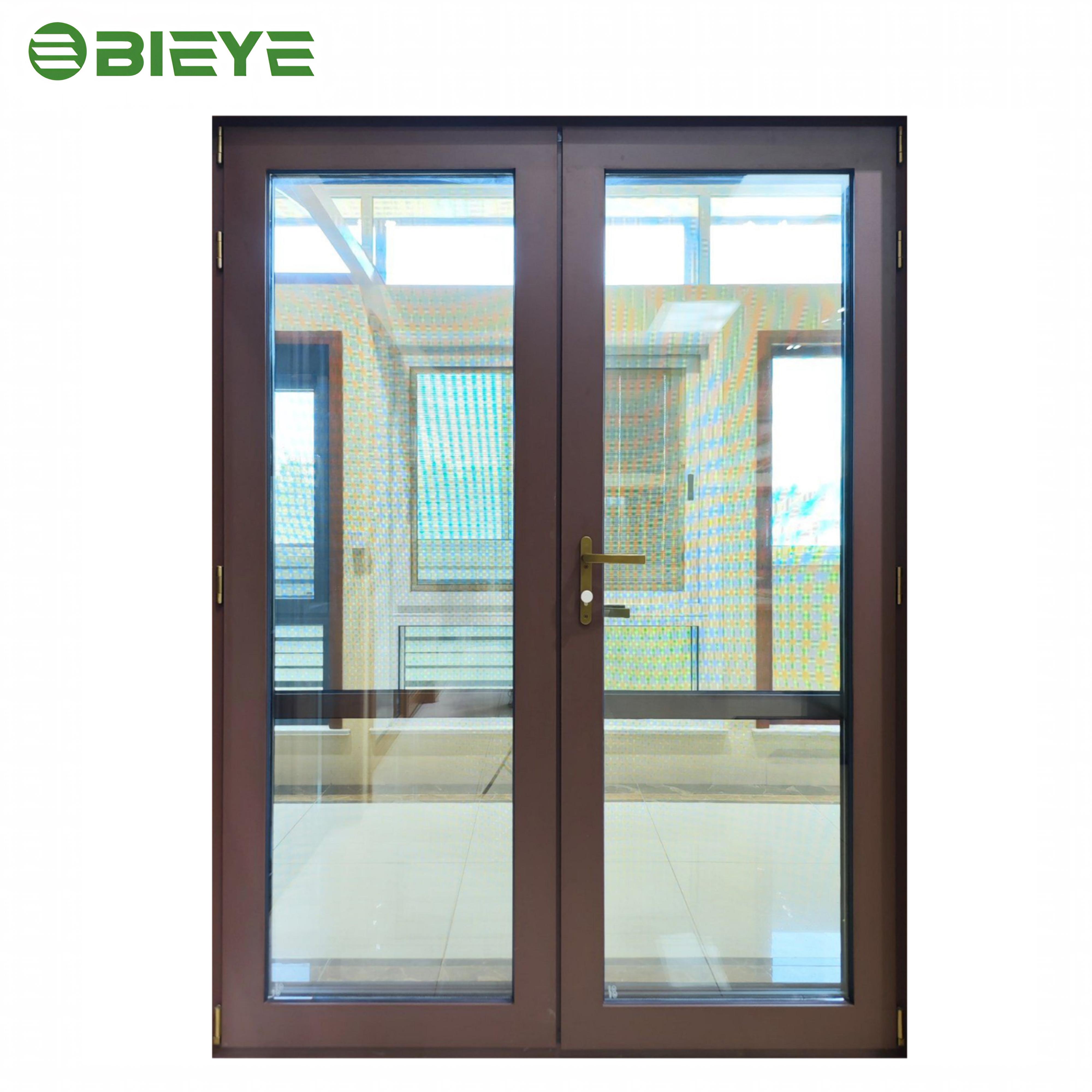 Customized Modern Commercial Store Exterior Double Glass Front Aluminum Alloy French Casement Door Thermal Insulation Finished