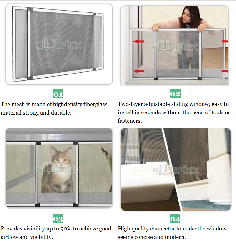 Aluminium Window Profile Extensible Sliding Insect Screen Mosquito Net Frame Durable Ventilation Customized Size Modern Home Use