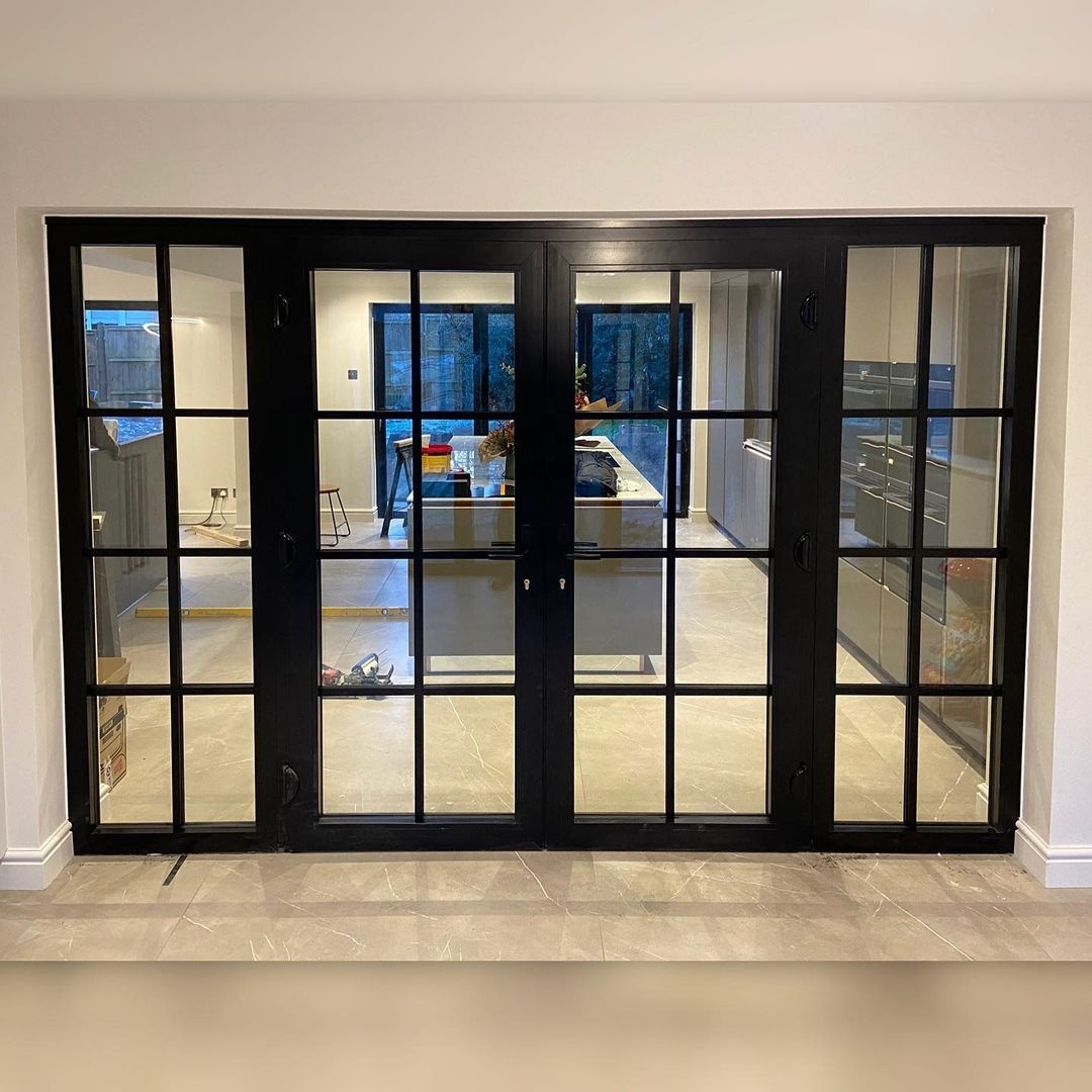 Nuoxin Exterior Entry Crittal Doors Design Tempered Glass Aluminum French Door Double Glass Swing Casement Door Soundproof Heat