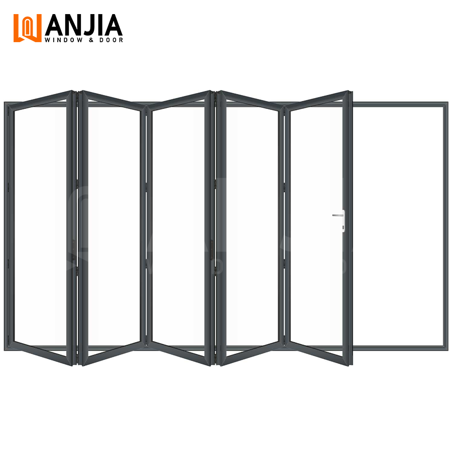 Customized Modern Design Aluminum Bifold Glass Door Commercial Folding Partition Door Entry Folding Glass Doors
