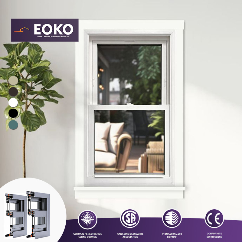 EOKO Hurricane Impact NFRC Certified Custom Size Vertical Sliding Single Hung Aluminum Window Factory Direct