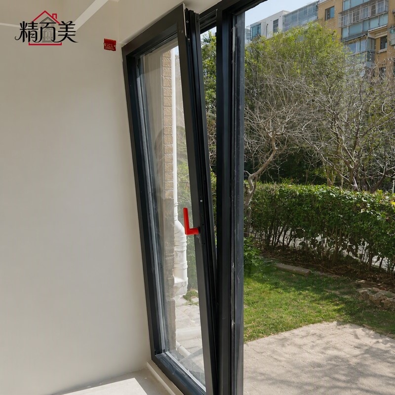 Flat Opening Top Opening Two Ways to Open No Exterior Handle Matt Black Slim Profile Aluminium Casement Window
