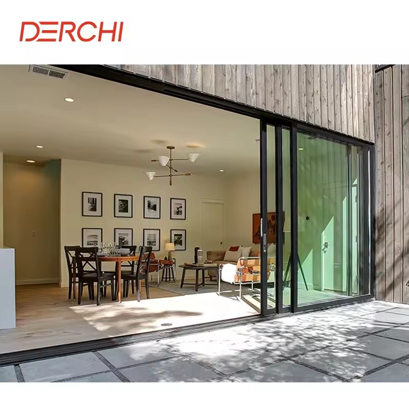 DERCHI Aluminium Residential House Commercial Heavy Duty Thermal Break Automatic Sliding Door Aluminum Patio Glass Door
