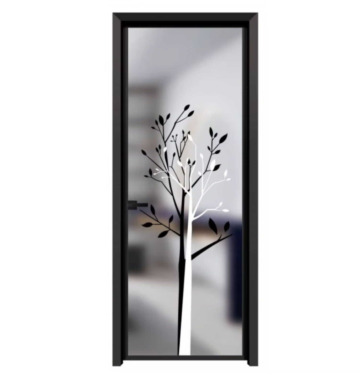 Modern Soundproof Slim Aluminum Glass Swing Door Ground Frosted Glass Customizable Size Minimalist Design for Hotel Bathroom
