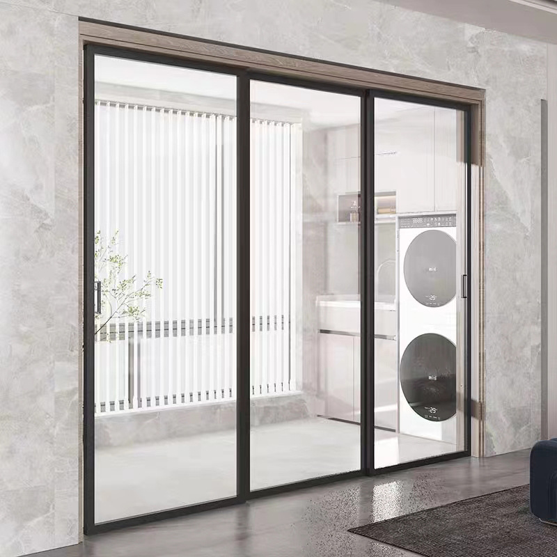 Modern Design Double Tempered Glass Sliding partition Doors Soundproof Aluminium Alloy Interior for Houses Bathrooms &amp; Villas