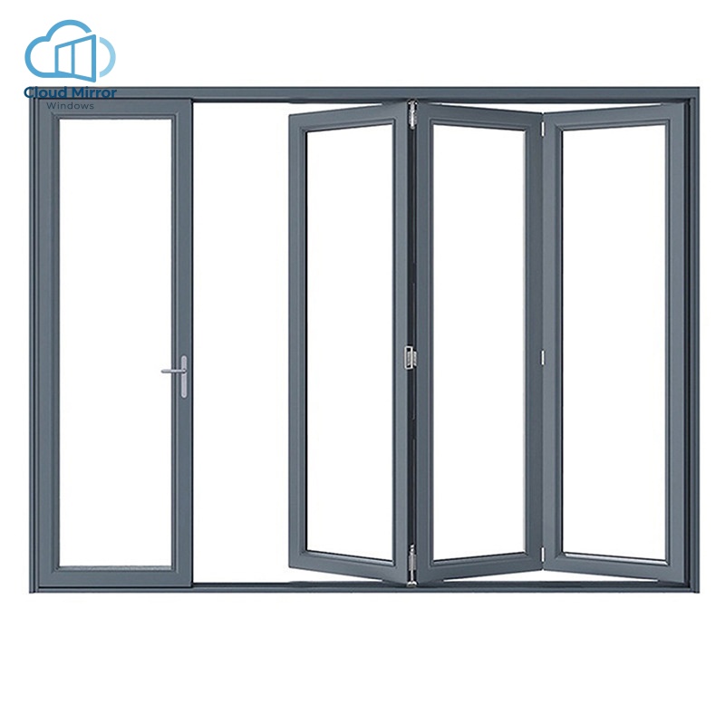 European Grid Aluminum Interior/Exterior Bi-Fold Door Modern Grille Glass Divider Door for Apartment Balcony Exterior Use