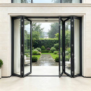 Factory Sale Energy Saving Bifold Aluminum Doors Hurricane Impact Double Glazed for Residential Courtyard