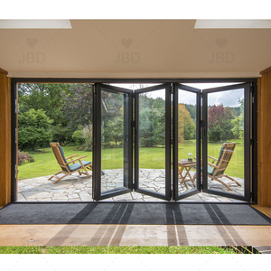 Competitive Price Custom Aluminum Bifold Doors Vertical Outdoor Folding Garage With Modern Design Grill Options Sizes