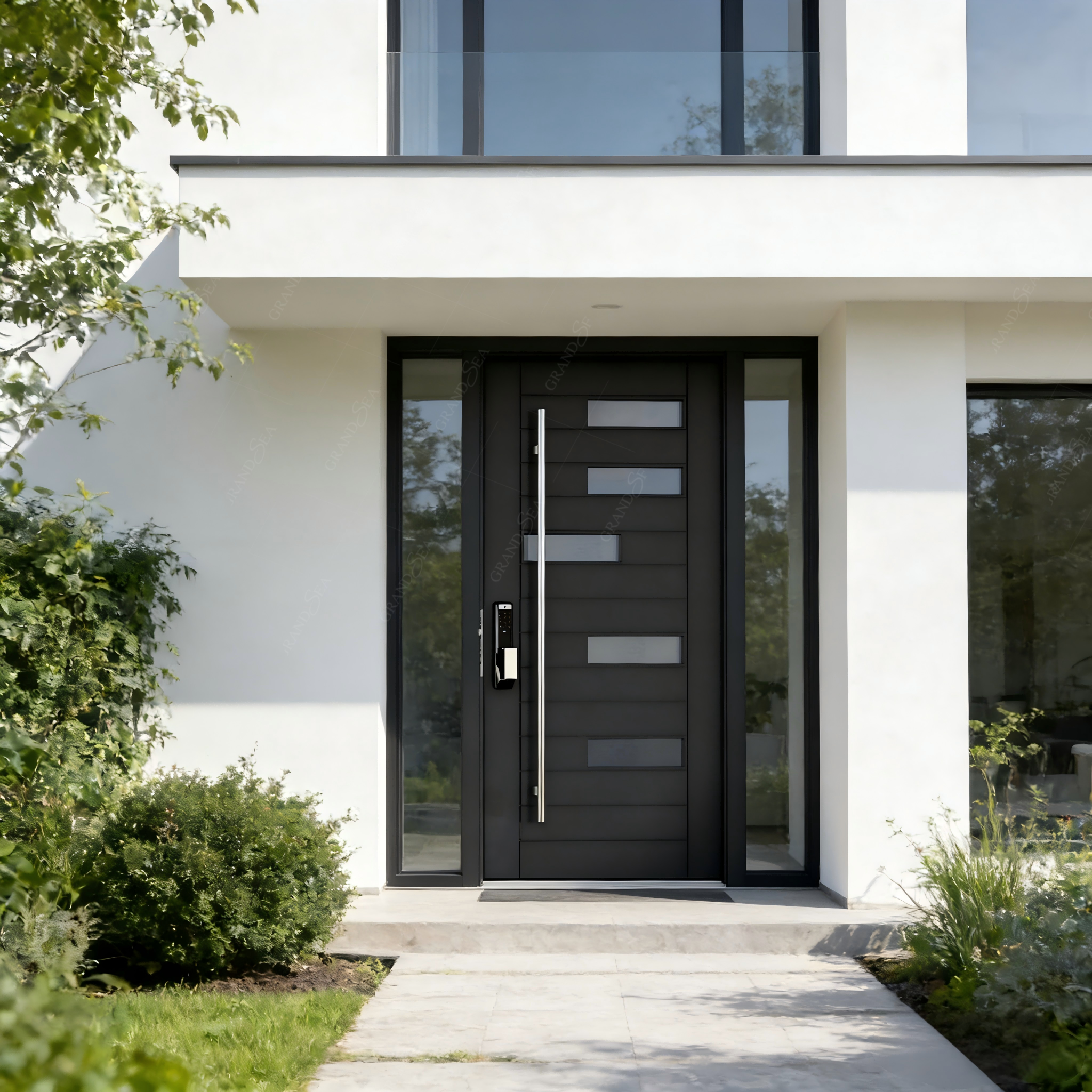 Luxury Villa Entrance Security Doors Aluminium Mental Front Exterior Doors Modern Stainless Steel Pivot Entry Doors Residential