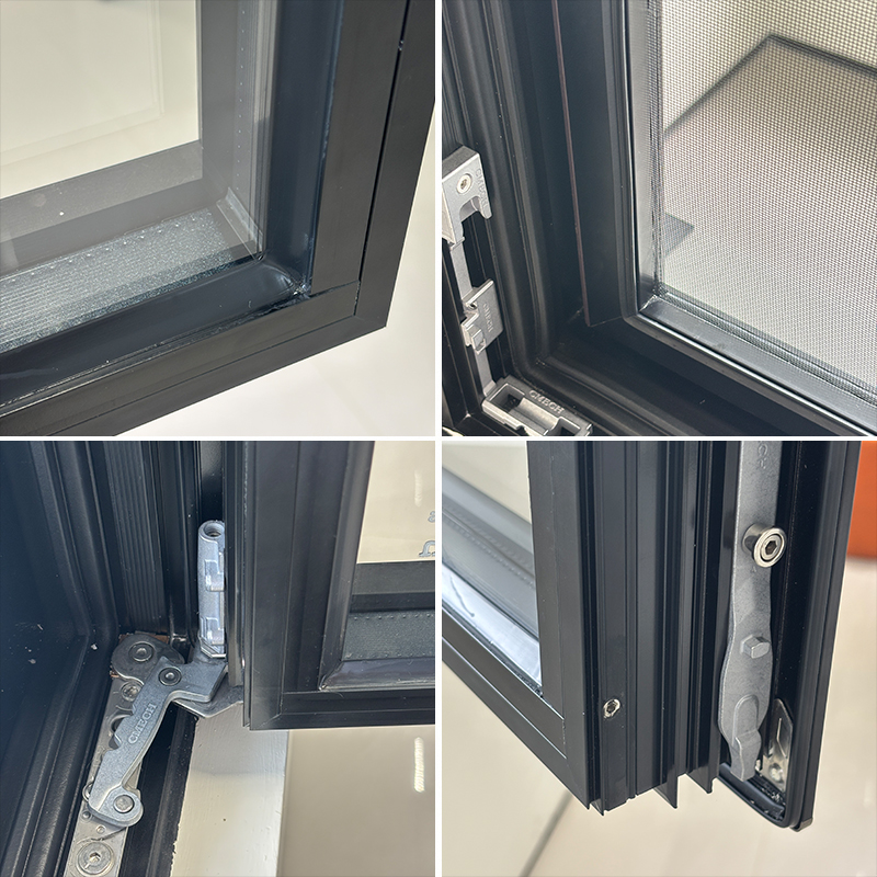 Ca Title 24 Custom Aluminum Windows and Doors Energy Saving Low E Glass Casement Window Double Glazed Tilt and Turn House Window