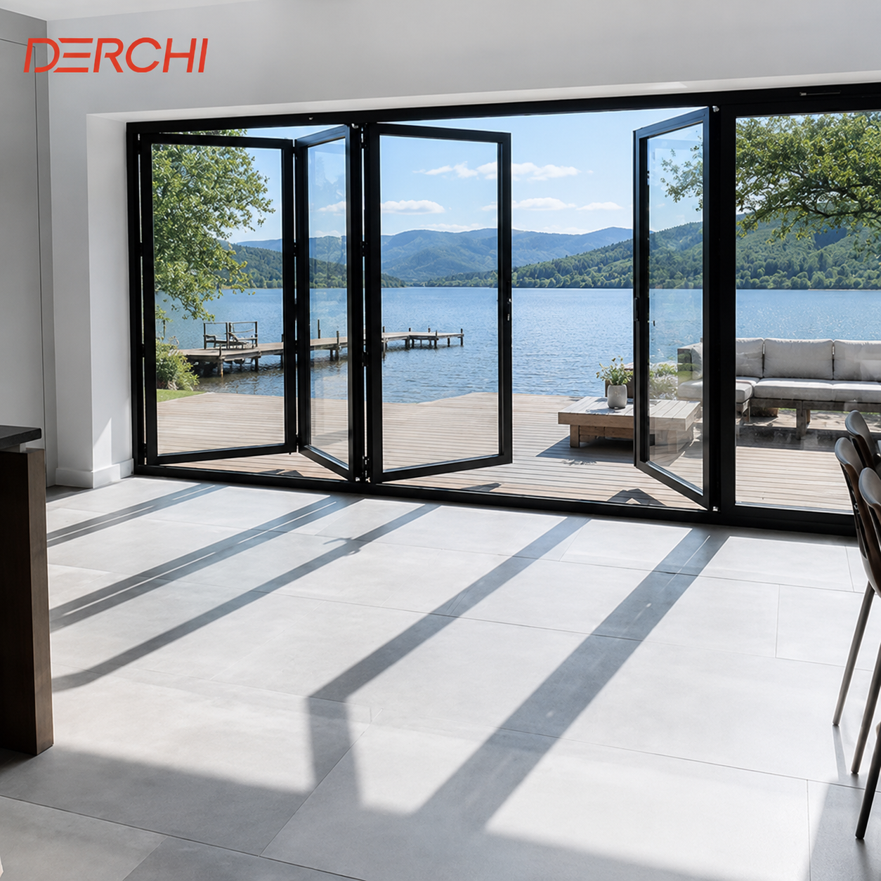 Balcony Accordion Bifold Door Design Exterior Aluminum Ally Glass Folding Patio Doors
