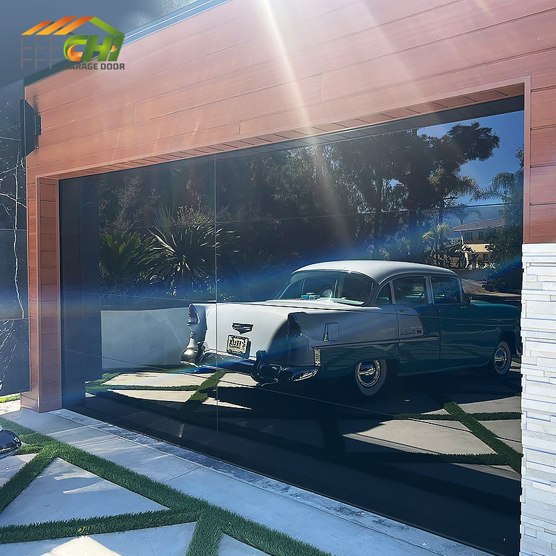 Frameless Glass Insulated Panel Garage Door Patio Overhead Sectional Aluminum Garage Doors