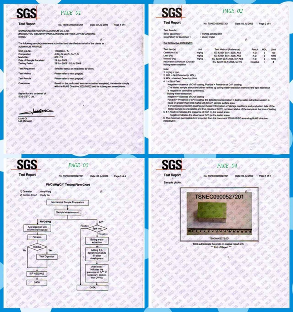 SGS Test Report for Aluminum Profiles