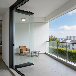Balcony Sliding Partition Door External Patio Large 10mm Frameless Glass Folding Door