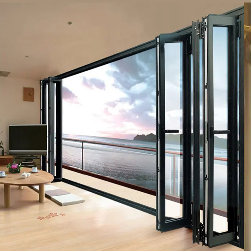 Heavy Duty Aluminum Alloy Folding Glass Door for Terrace Balcony Kitchen