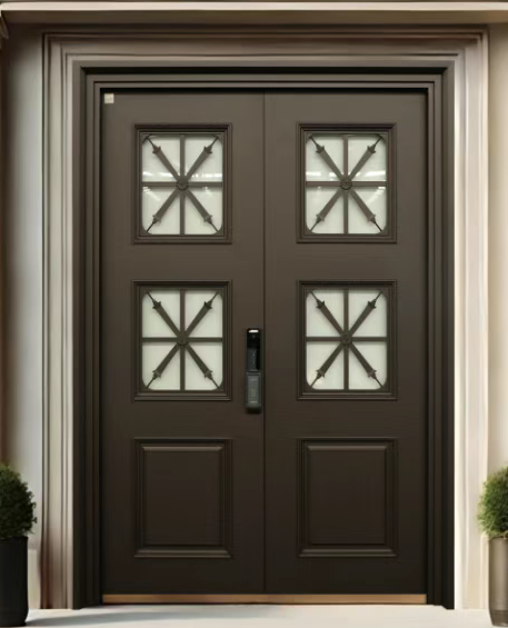 High-end Design Amti-burglary Aluminum Wooden Security Entry Door Metal Door Armoured Door For Luxury Villa Hotel
