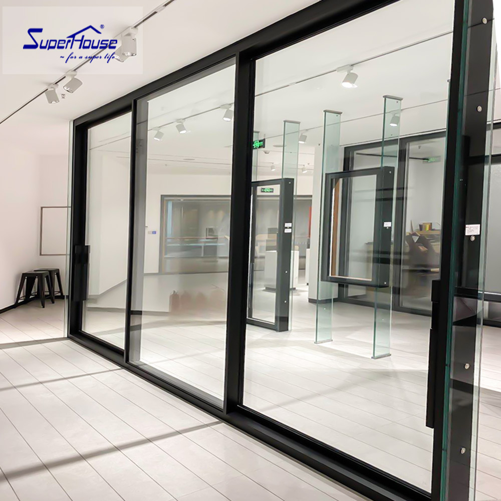 2/3/4 Panel Hurricane Proof Folding Sliding Glass Door With Black Aluminum Frame Impact Resistant For Garage