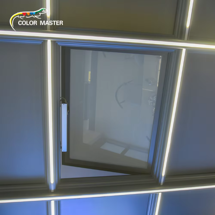 Automatic Vertical Opening Thermal Break Aluminum Alloy Sloped Roof Waterproof Laminated Glass Louver Roof Window Graphic Design