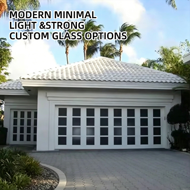 Hot Sale Wholesale 8x8 Modern Finished Long Service Life Thermal Insulated Stable Full-view Aluminum Glass Garage Door for Home