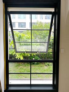 Retro French Black Frame Aluminum Awning Window With Louver Top Hung Casement Window For Outdoor Kitchen Use Double Glazing