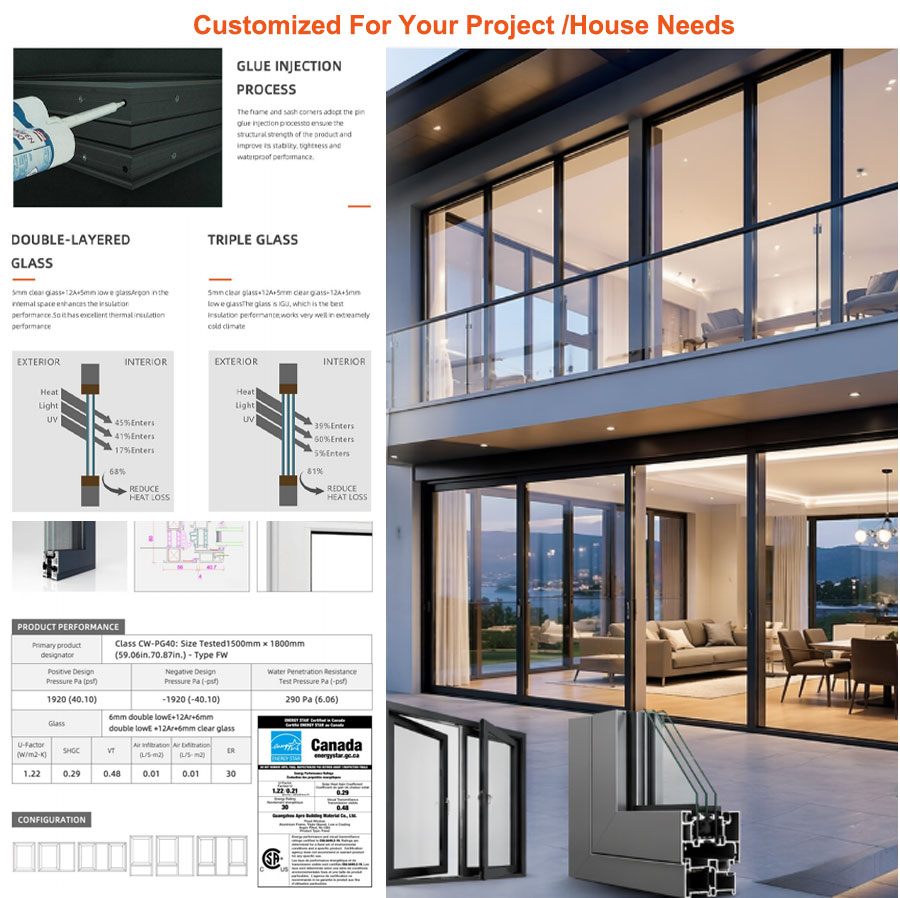 APRO Aluminium Folding Door Price Thermal Break Glass Bifold Door Exterior Patio Bifold Door