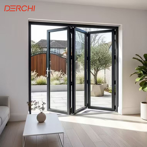 Aluminum Tempered Glass Bifold Doors Folding Sliding Door System