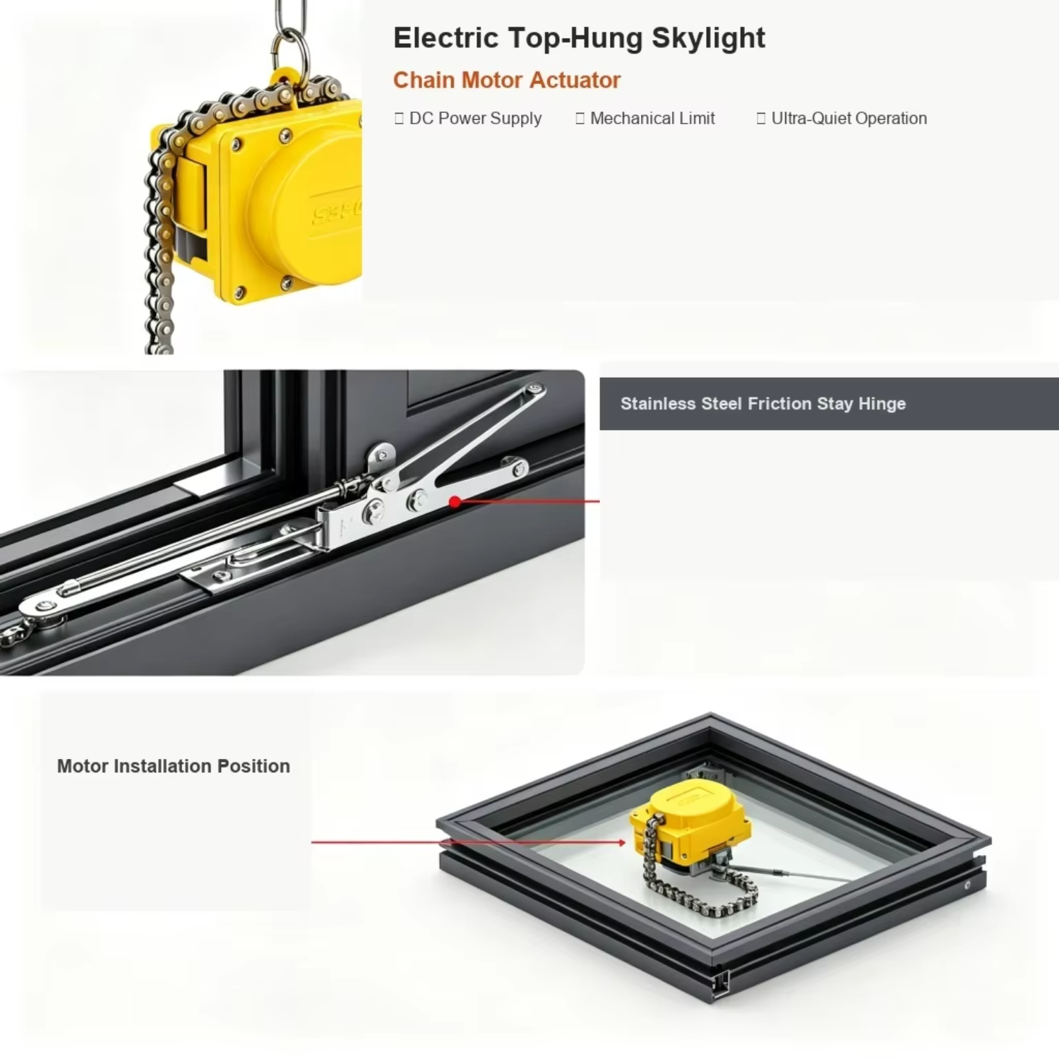 Automatic Vertical Opening Thermal Break Aluminum Alloy Sloped Roof Waterproof Laminated Glass Louver Roof Window Graphic Design