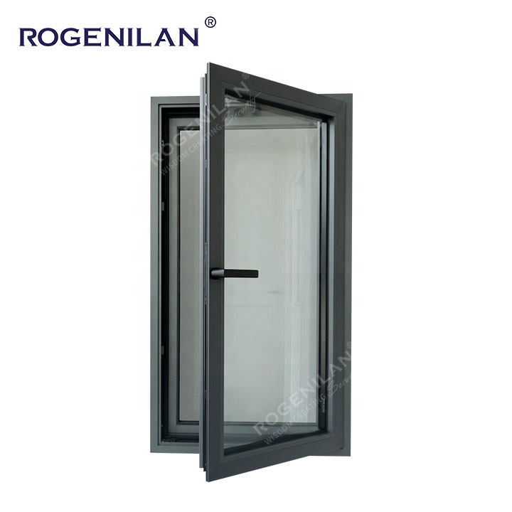 Rogenilan NO.1 Aluminum Double Glass Casement Window Triple Glaze Tilt Turn or Awning Swing Windows for House with Screen
