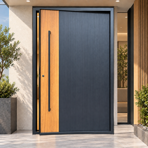 Modern Anti-Theft Swing Wood Grain Full Aluminum Entrance Door for Houses Apartments Hotels Villa Exterior Main Entry