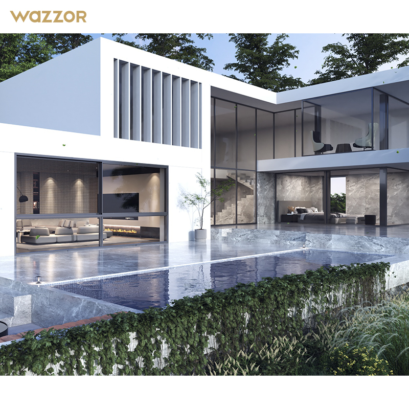 Wazzor Thermal Break Soundproof And Waterproof Single-Direction Pull Sliding Window Tempered Safety Glass Sliding Windows