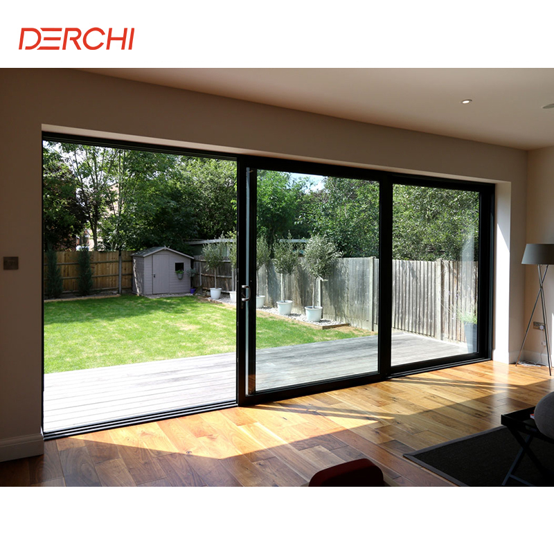 DERCHI Double Glazed Tempered Glass Floor to Ceiling windows and Sliding Doors for Balcony Patio Aluminium Terrace Sliding Door