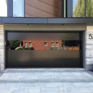 Modern Dark Brown Sectional Garage Door with Full View Window Insulated Automatic Overhead Door