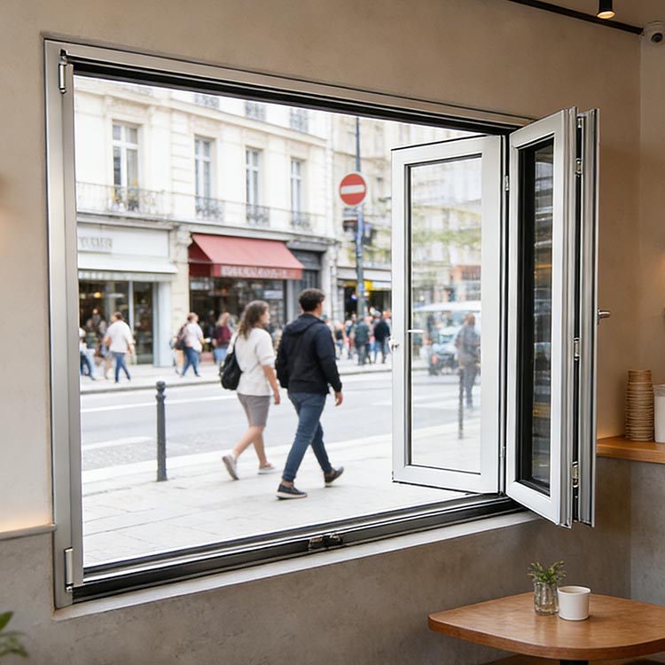 Customized Tempered Glass Heat Insulation Aluminum Frame Balcony Sliding Folding Window