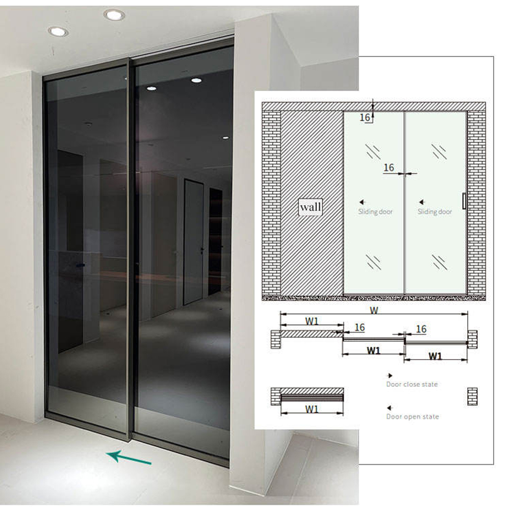 HDSAFE 8mm Tempered Glass Door Telescopic Sliding Door System Patio Door Aluminium Slim Frame Profile Sliding Doors for Project