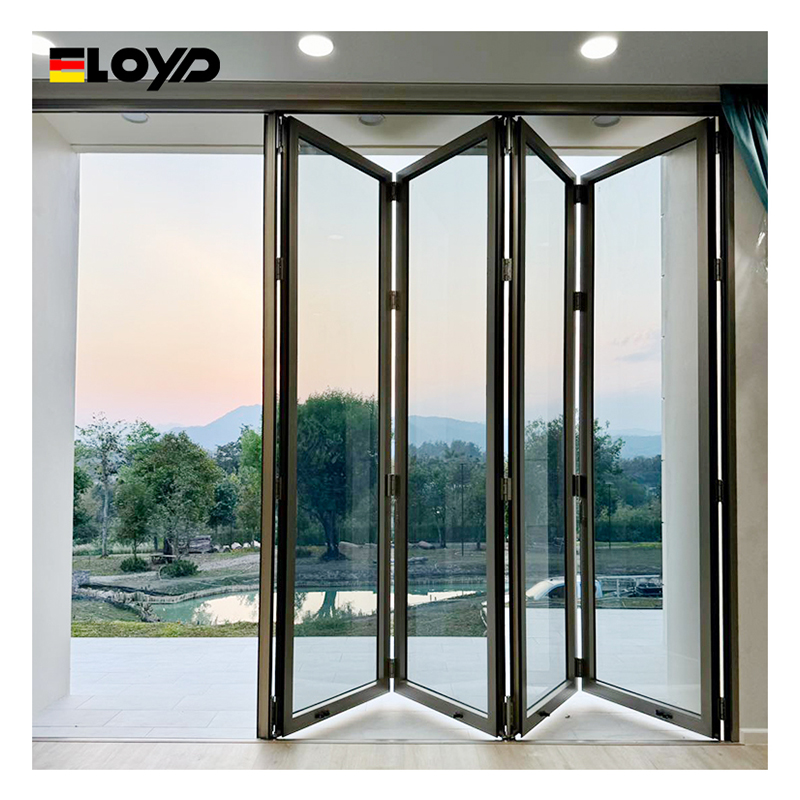 Eloyd Hot Sale Folding Accordion Steel Glass Door Sliding Aluminum Mosquito Net for Bathroom with Sound Insulation