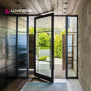 Modern Entry Doors Aluminum Entrance Door for Houses Villa Main Front Glass Pivot Door