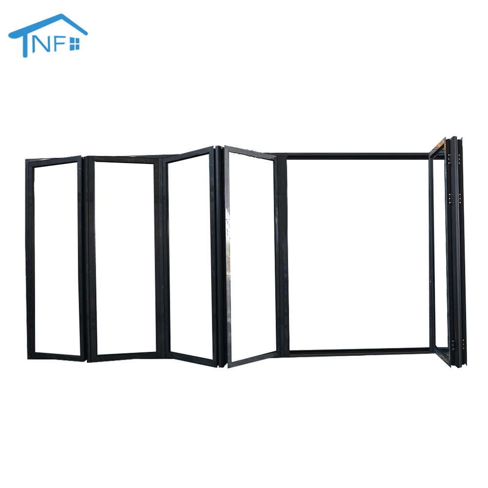 OEM NFRC Waterproof Thermal Break Aluminum Outdoor Exterior Stacking Bi-fold Accordion Folding Sliding Patio Door Bifold Door