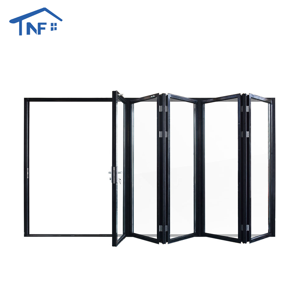 NFRC AS2047 Certified Factory Waterproof Soundproof Folding Aluminium Bifold LOW-E Double Glazing Glass Doors Bi-fold Patio Door