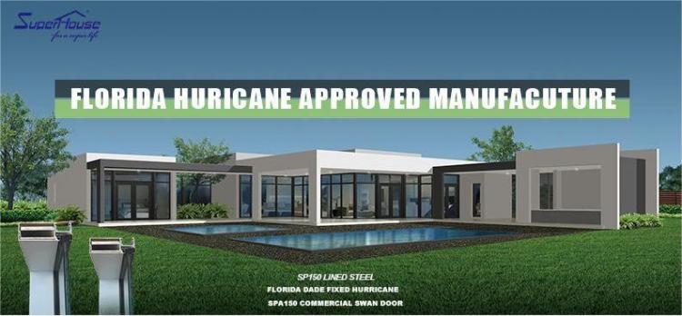 Hurricane Proof Impact Doors Thermal Break Windproof Exterior Aluminum Triple Glazed Hinged Glass Door