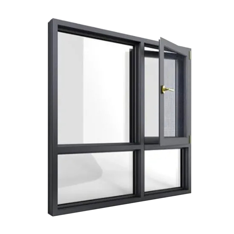 Hihaus Aluminum Profile Double Glazed Tempered Glass Casement Window With Fixed Panel