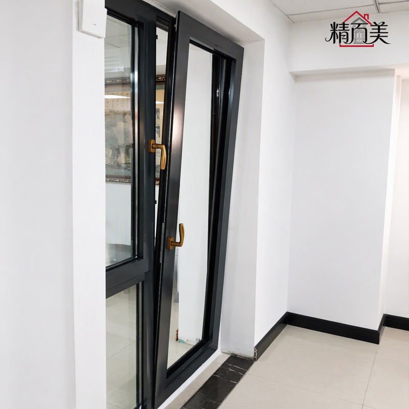 Flat Opening Top Opening Two Ways to Open No Exterior Handle Matt Black Slim Profile Aluminium Casement Window
