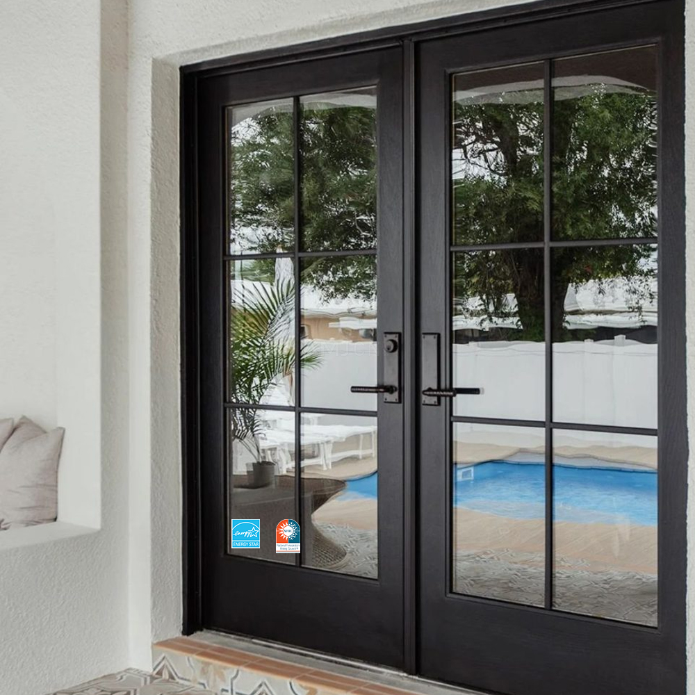 AMJ NFRC Excellent Quality Interior Door Tempered Glass USA Swing French Door Aluminum French Casement Door