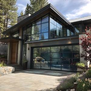 Sunnysky Full View Glass Garage Door Sectional Overhead Lifting Aluminum Framed Commercial Exterior Moving Panel Doors