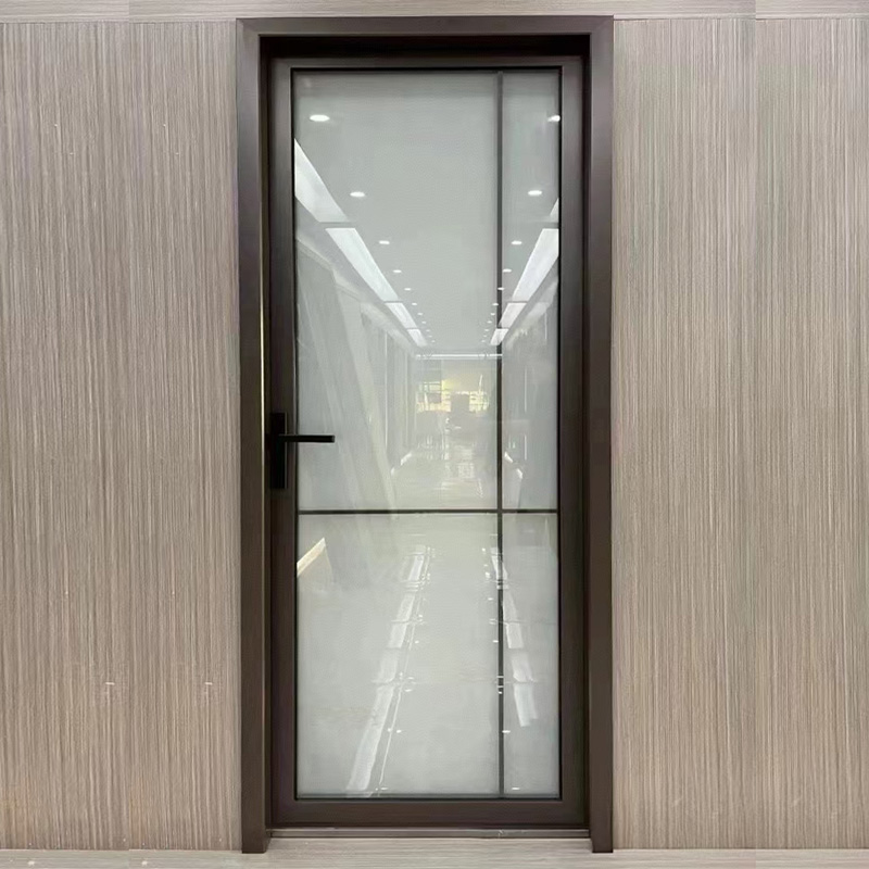 High Quality Minimalist Design Interior Hotel Home Bathroom Aluminum Glass Door With Lock