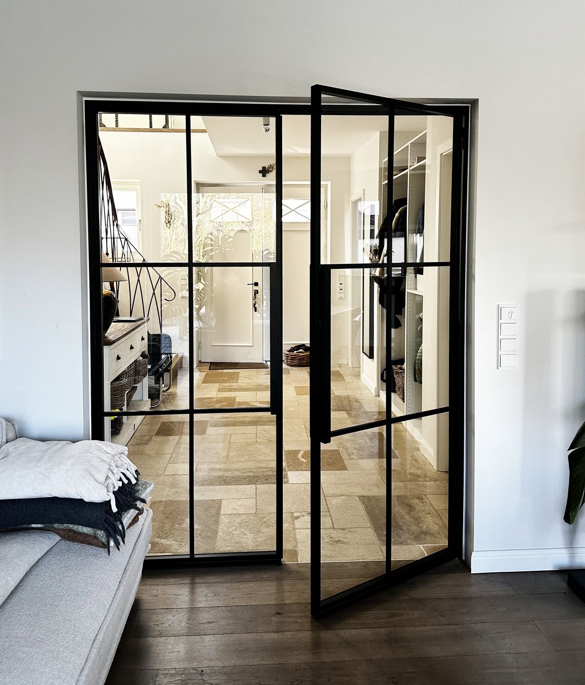 CBMmart French Black Villa Windproof Wrought Iron Swing Interior Door With Glass For Balcony Patio And Windows