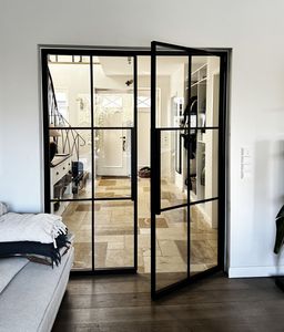 CBMmart French Black Villa Windproof Wrought Iron Swing Interior Door With Glass For Balcony Patio And Windows
