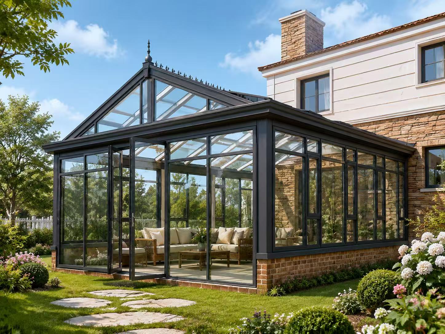 Modern Aluminum Alloy Glass Double Glazed Waterproof Sunroom Insulated Free Standing Solarium Sliding Doors Residential Park