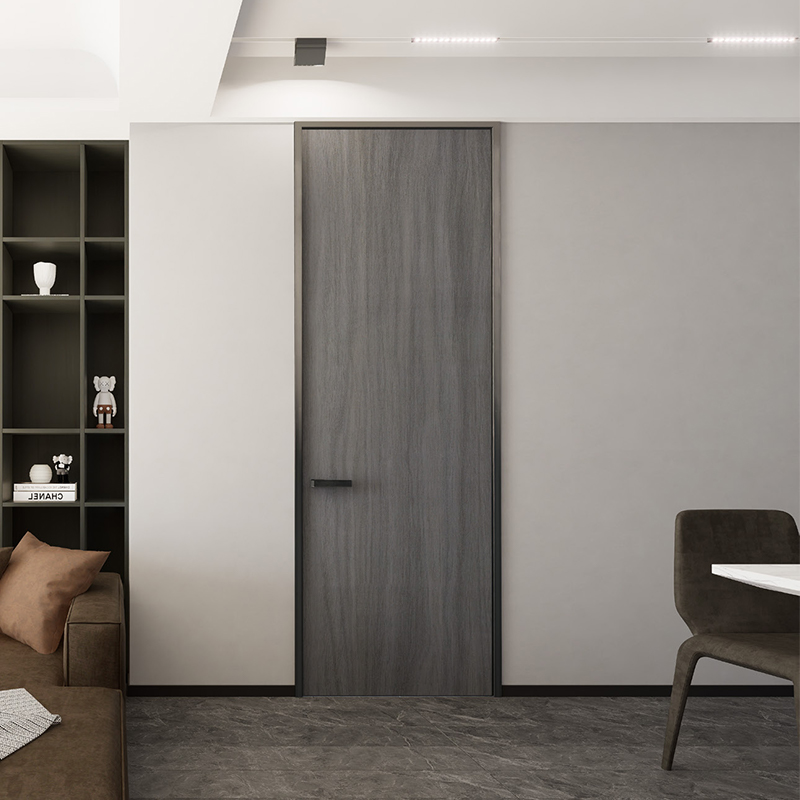 Factory Direct Sale Modern Aluminum Honeycomb Interior Door Impact Resistant Soundproof Villa Aluminum Frame Wood Veneer Door