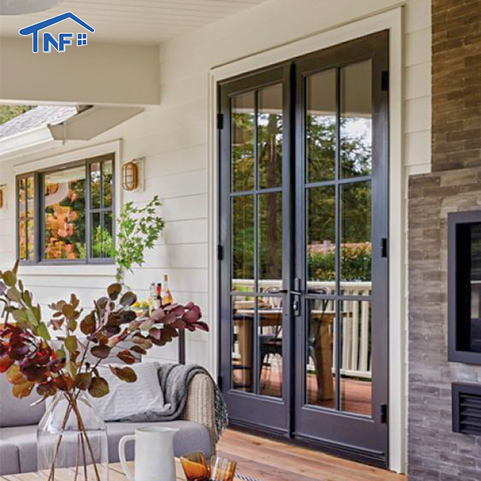 Custom Factory AS2047 NFRC Interior Aluminum Door Soundproof Entrance Low-e Double Tempered Glass Casement French Doors
